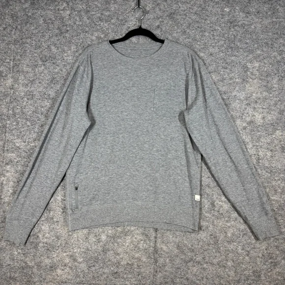 Vuori Gray Long Sleeve Sweatshirt Crewneck Pocket Athleisure Pullover Size M - Picture 3 of 15